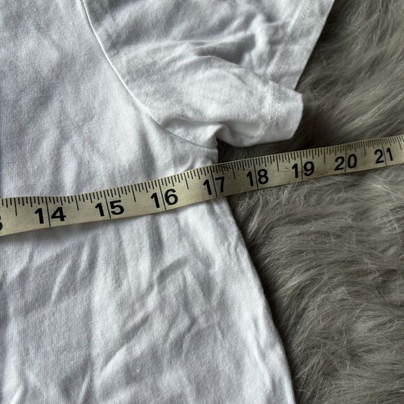 Love Peace & Lazy Days Shirt Sz L Juniors T-shirt White Extra Butter Movie Crop - Picture 8 of 10